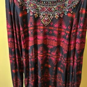Bohemian Red and Black Patterned Dress